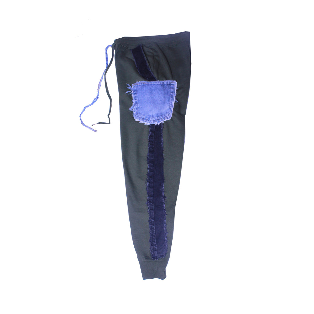 OTW Multi-Denim Striped Joggers (Olive) - OTW Threads denim streetwear