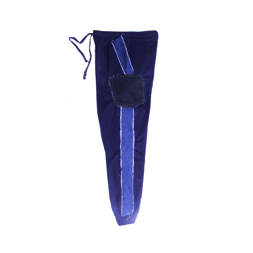 OTW Multi-Denim Striped Joggers (Olive) - OTW Threads denim streetwear